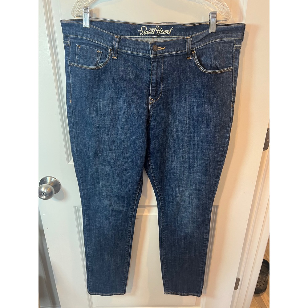 Old Navy Womens Jeans The Sweetheart Straight Leg Dark Wash Blue Size 16 Regular
